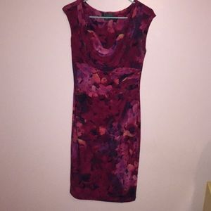 Red floral cowl dress